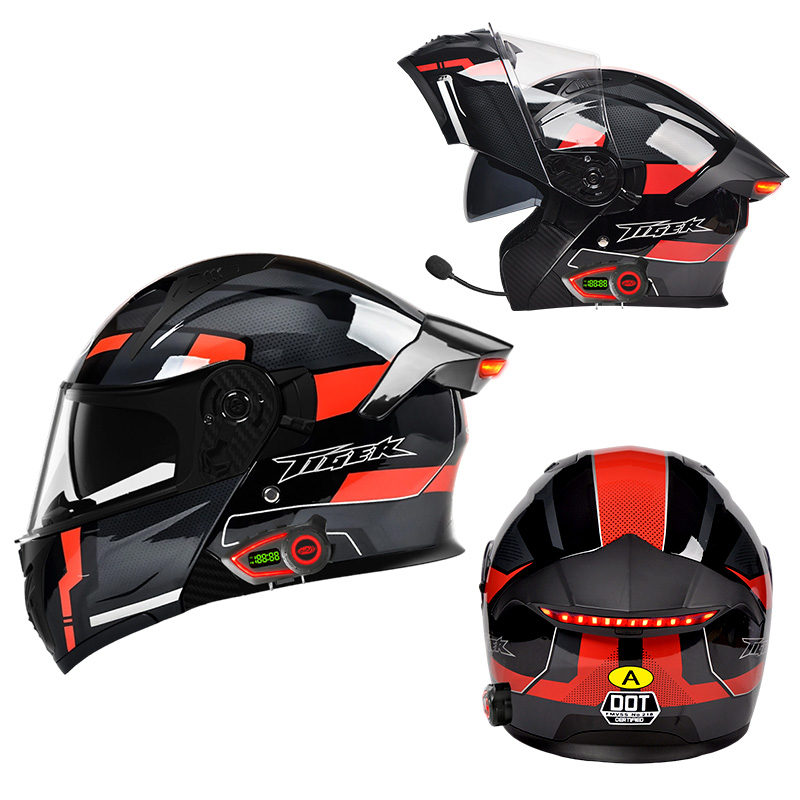 Full Face Motorcycle Helmet With Bluetooth - خوذة دراجة نارية ذكية مزودة بإضاءة
