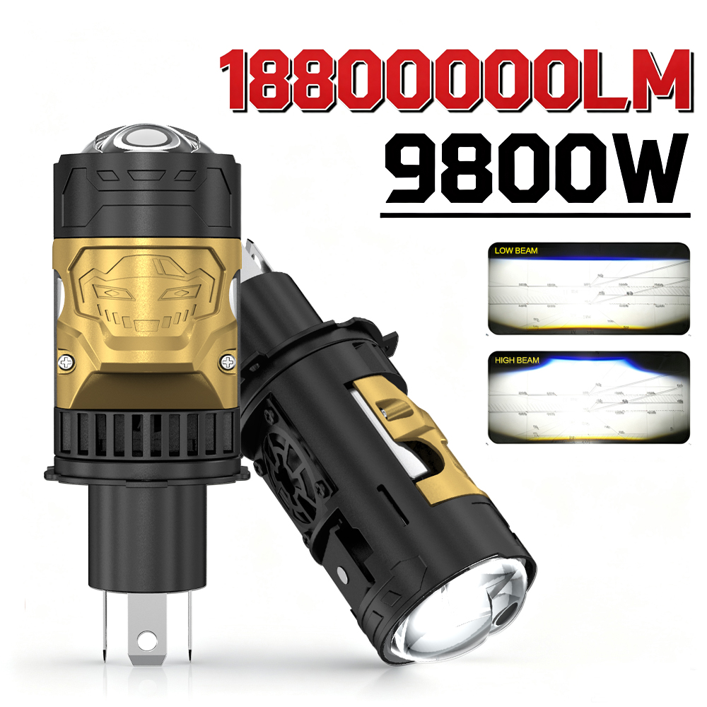 Universal Motorcycle Led Headlight Projector - مصباح أمامي LED H4 مع عدسة