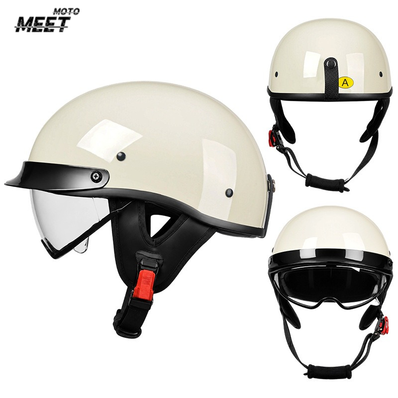 Vintage Open Face Retro Helmet - خوذة دراجة نارية كلاسيكية مفتوحة الوجه،
