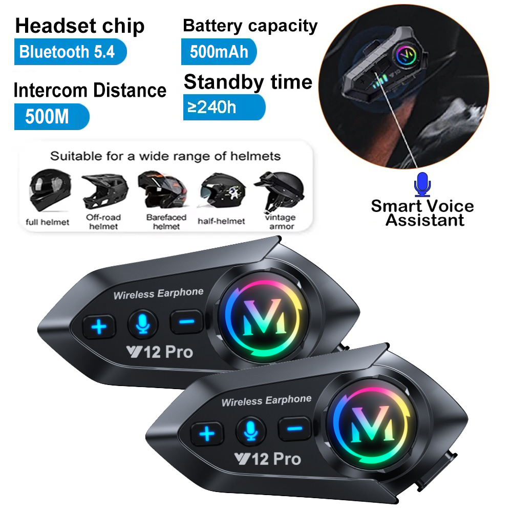 Universal Motorcycle Helmet Intercom Headset - خوذة دراجة نارية Y12 Pro مع