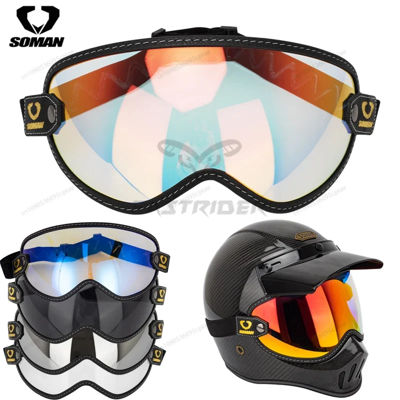 Vintage Open Face Retro Helmet - نظارات دراجات نارية كلاسيكية من سومان،