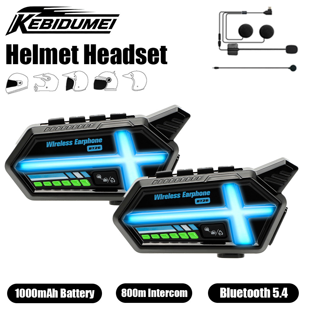 Universal Motorcycle Helmet Intercom Headset - KEBIDUMEI BT26 سماعة خوذة سمّاعات بلوتوث