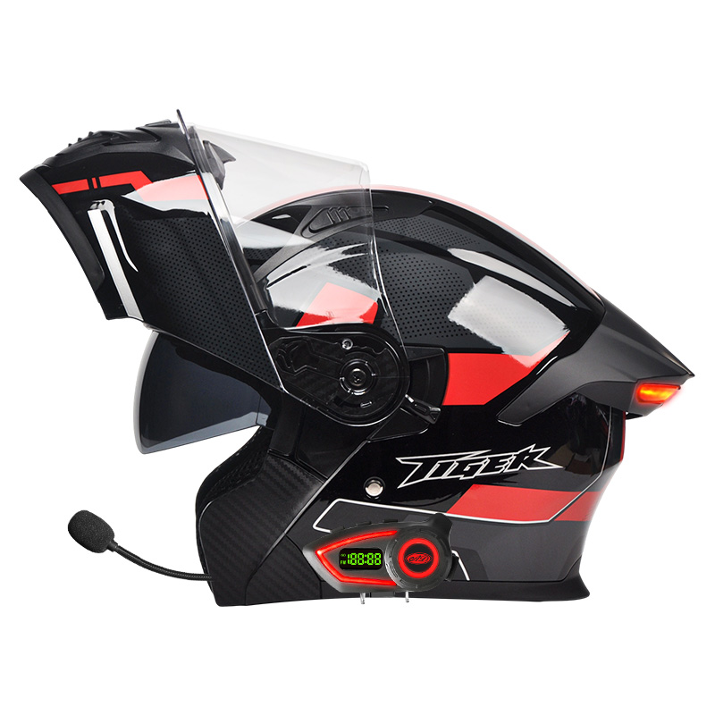 خوذة دراجة نارية ذكية مزودة بإ - مراجعة Full Face Motorcycle Helmet With Bluetooth وسعره