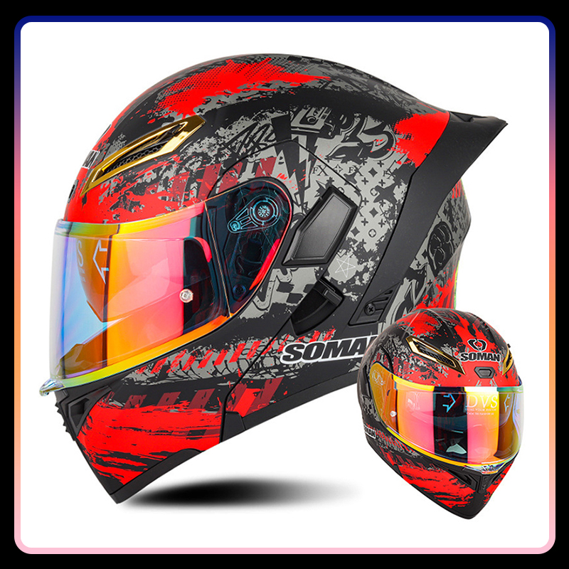أربعة مواسم العالمي الوجه حتى  - مراجعة Dual Visor Motorcycle Racing Helmet وسعره