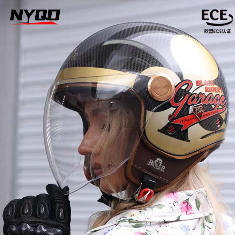 خوذة BEON BR20 من ألياف الكربو - مراجعة Vintage Open Face Retro Helmet وسعره