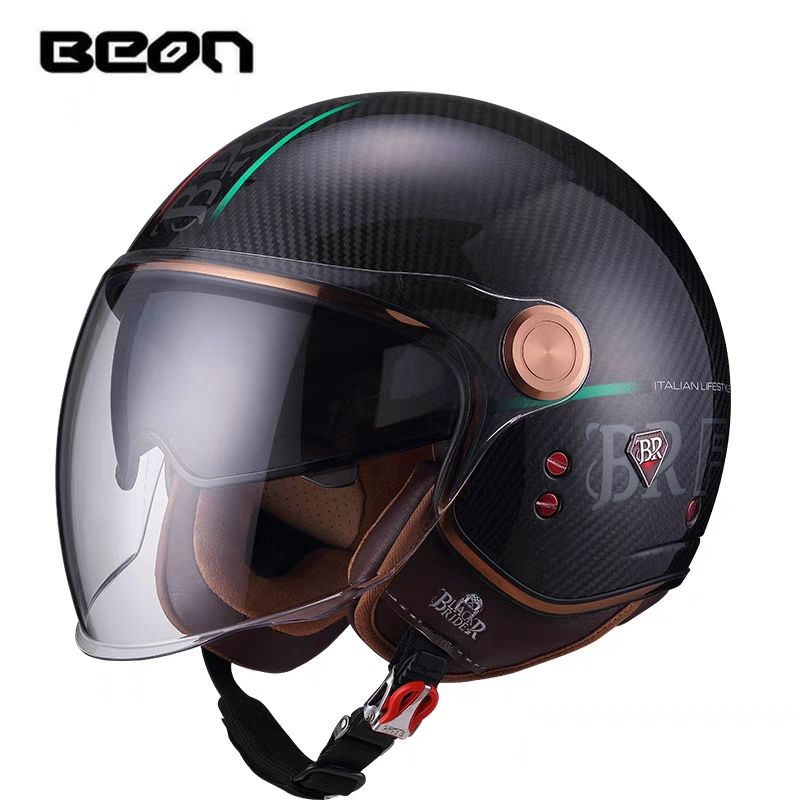 خوذة BEON BR20 من ألياف الكربو - مراجعة Vintage Open Face Retro Helmet وسعره