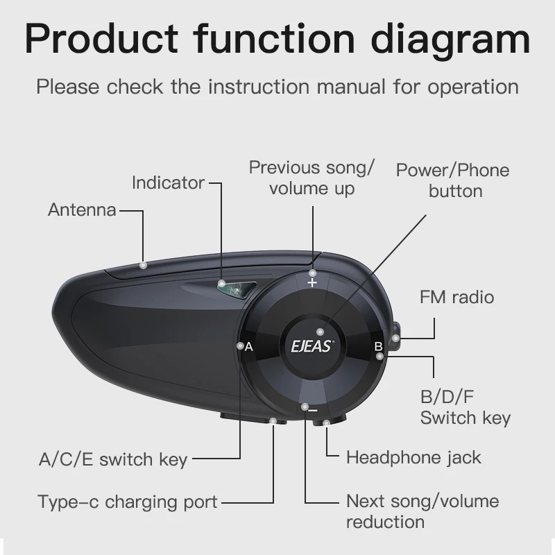 EJEAS Q7 دراجة نارية سماعة خوذ - مراجعة Universal Motorcycle Helmet Intercom Headset وسعره