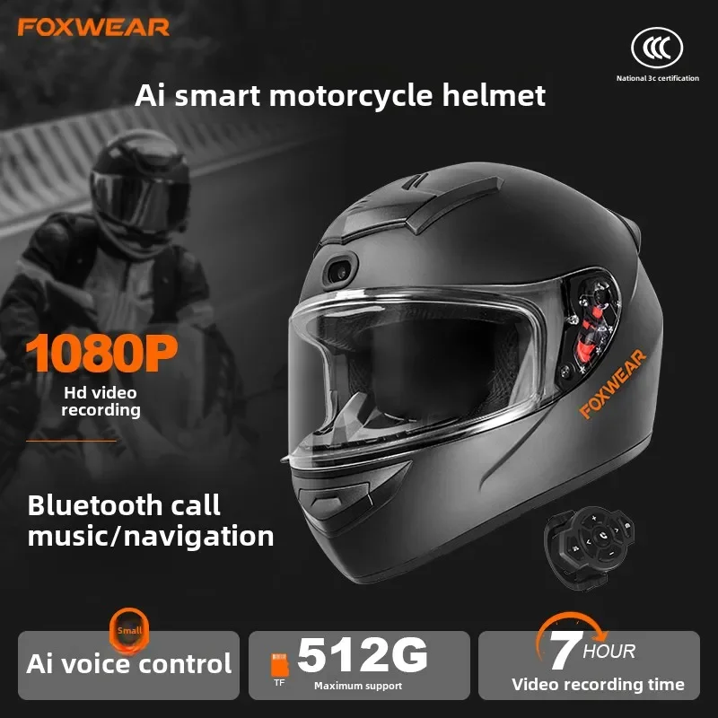 خوذة دراجة نارية ذكية AI مع كا - مراجعة Full Face Motorcycle Helmet With Bluetooth وسعره
