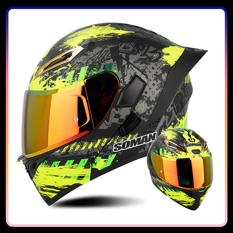 خوذة دراجة نارية ملونة بالوجه  - مراجعة Modular Flip Up Motorcycle Helmet Dot Approved وسعره