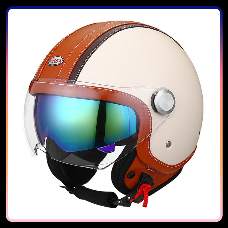 DOT المعتمدة Daul عدسة مفتوحة  - مراجعة Vintage Open Face Retro Helmet وسعره