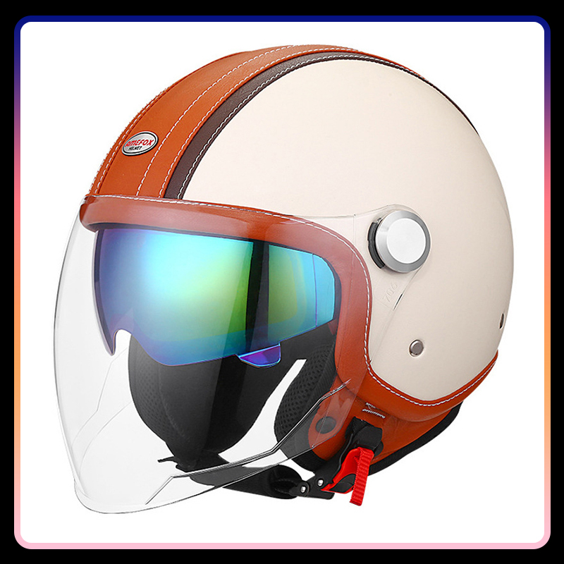 DOT المعتمدة Daul عدسة مفتوحة  - مراجعة Vintage Open Face Retro Helmet وسعره
