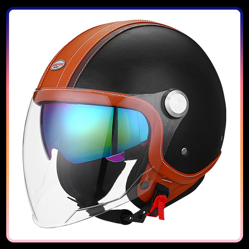 DOT المعتمدة Daul عدسة مفتوحة  - مراجعة Vintage Open Face Retro Helmet وسعره