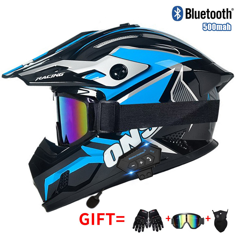 خوذة دراجة نارية للطرق الوعرة  - مراجعة Full Face Motorcycle Helmet With Bluetooth وسعره