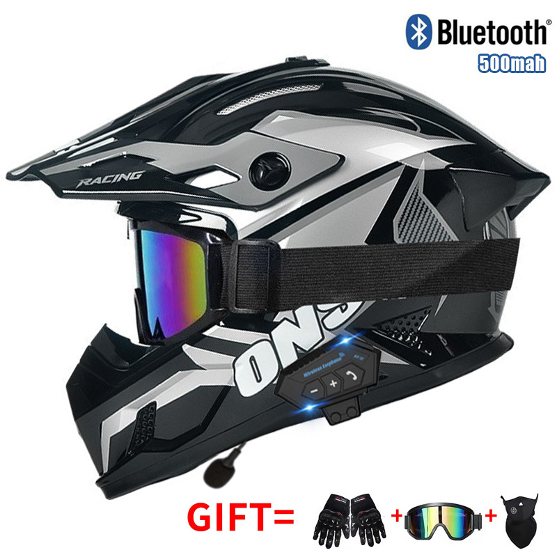 خوذة دراجة نارية للطرق الوعرة  - مراجعة Full Face Motorcycle Helmet With Bluetooth وسعره