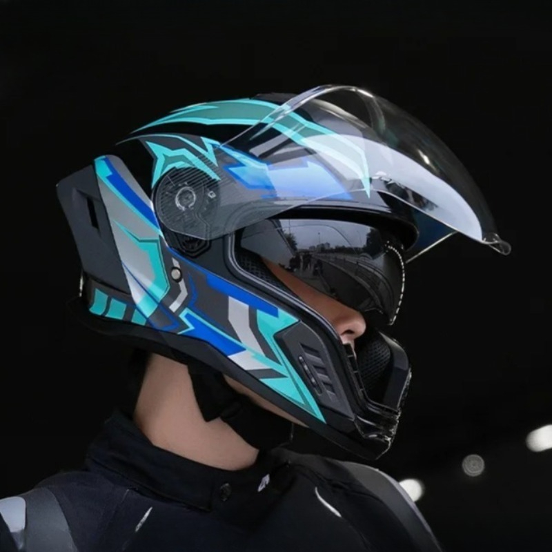 خوذة دراجة نارية كاملة مع ذيل  - مراجعة Full Face Motorcycle Helmet With Bluetooth وسعره