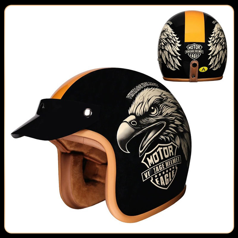 خوذة دراجة نارية بتصميم عتيق م - مراجعة Vintage Open Face Retro Helmet وسعره